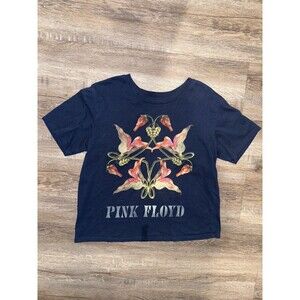 Pink Floyd Flower Graphic T-shirt Women Medium Blue Short Sleeve Music Flower